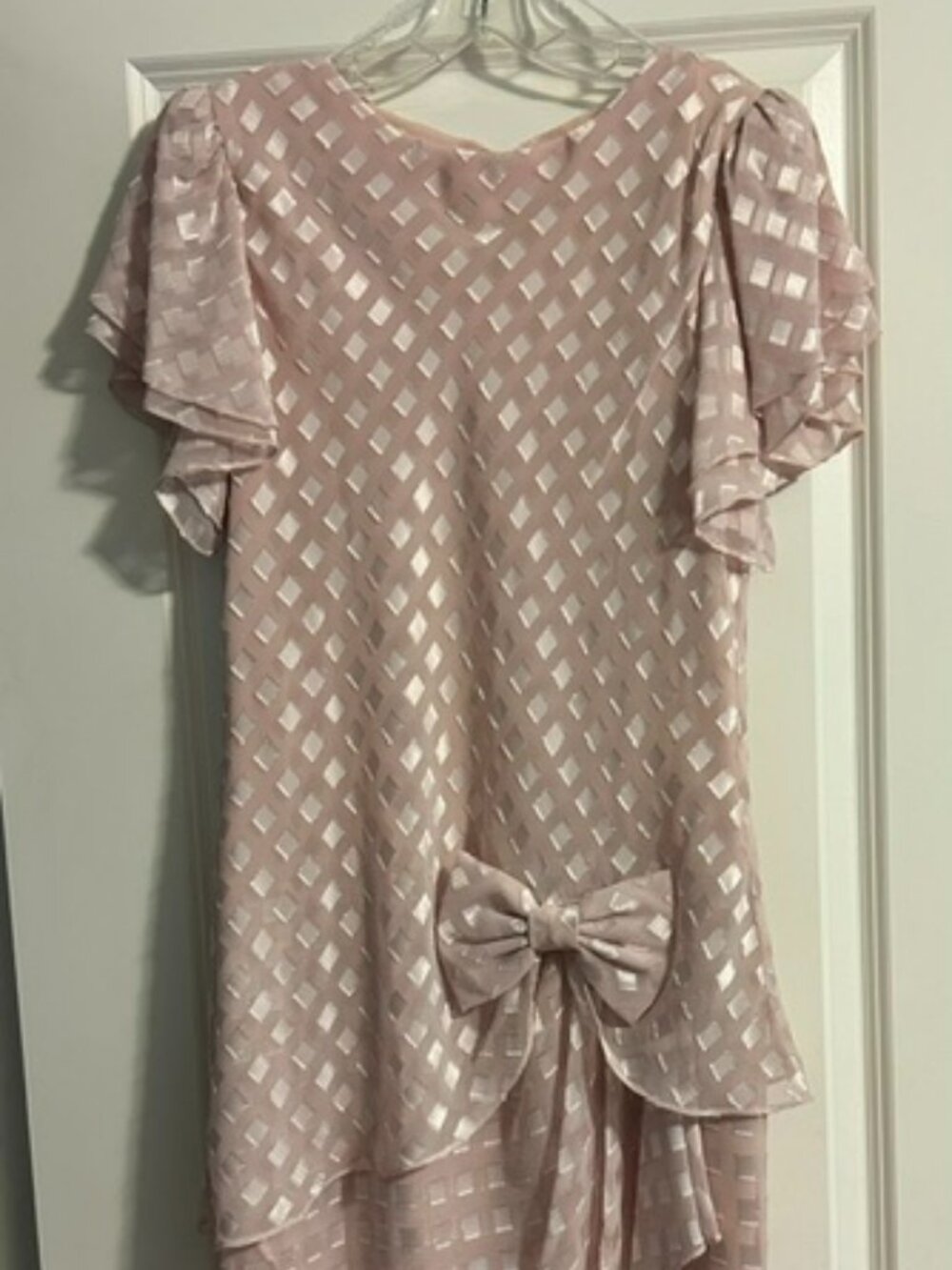 Vintage 1980's Patra Cocktail Pink Dress with Bow, Size Small